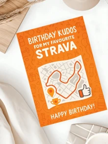 1张Strava主题生日贺卡（含信封） - 健身应用主题，生日祝福，跑步、骑行、游泳、健身房 - 送给Strava用户、健身爱好者和成年人的完美礼物 - 生日派对装饰，生日贺卡 - 多色 - 查看 4