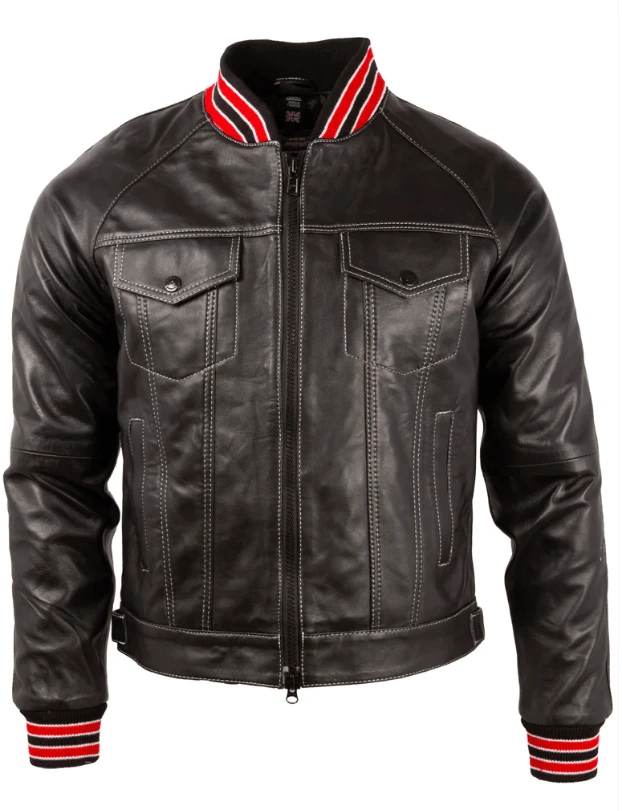 Men's Real Leather Jacket 6YZX - Black - View 1
