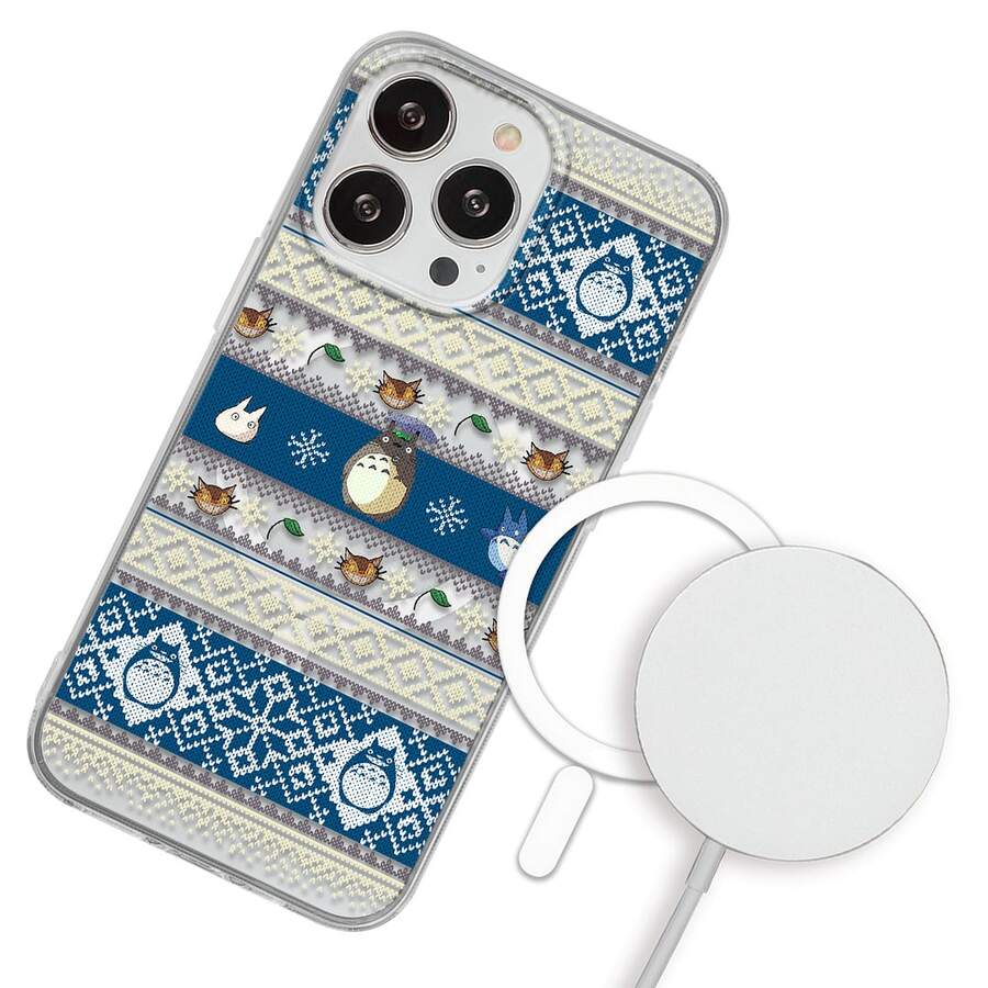 Funda Compatible con iPhóne Magsafe Ugly Sweater Mi Vecino Tootoro Anime Carcasa Anticaídas a Prueba De Golpes TPU. - transparente - Ver 1