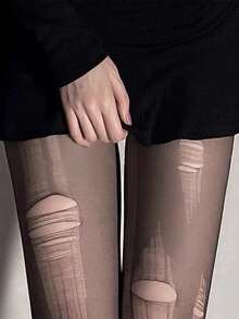 1 pieza Medias desgarrables DIY, íntimas y sexys, adecuadas para el atuendo de una cita en pareja - Negro - Ver 5