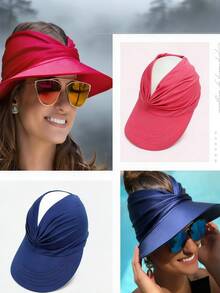1pc Women's Wide Brim Sun Hat, UPF 50+ UV Protection, Foldable Summer Beach/Golf Sun Visor - A - View 4