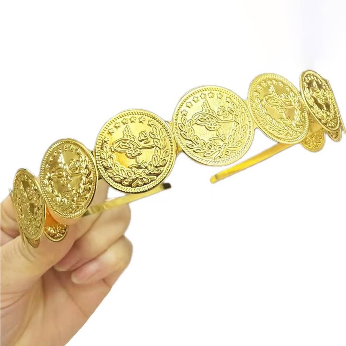 阿拉伯女性镀金头饰，新娘婚礼派对头饰，中东风格礼物 - 款式2 - 查看 1