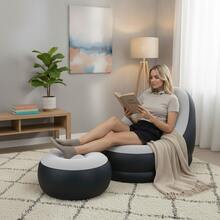 Crystals Deluxe Inflatable Sofa Lounger With Ottoman – Gaming Chair & Foot Stool Air Seat - Inflatable Sofa - View 4