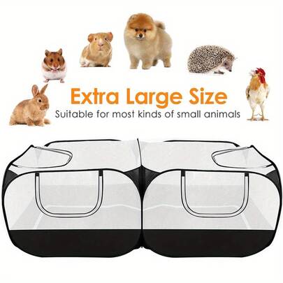 Small Animal Pet Playpen, Portable & Breathable For Puppy Kitten Rabbits Indoor Outdoor(Black), Portable With Detachable Bottom And Breathable Mesh Walls