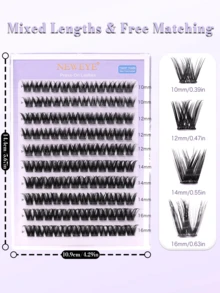 Neweye 120 Stück V-förmige, selbstklebende Wimpern, D-Krümmung, selbstklebende Wimpernbüschel, flauschig, 10-16 mm gemischt, einzelne selbstklebende DIY-Wimpernverlängerungen, klebefrei, Büschel-Wimpern, natürlich, fließend, Wimpernverlängerung, Geschenk für Frauen & Mädchen Make-up Tools - D - View 6