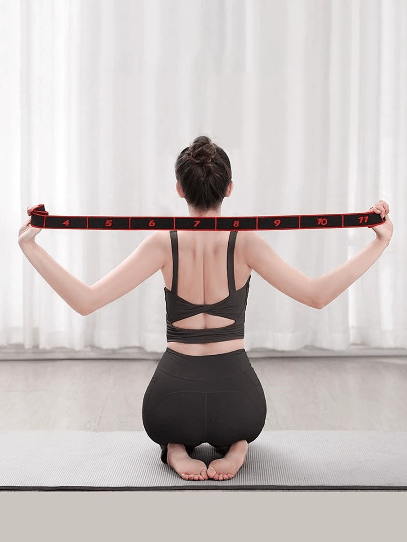 1条装弹力瑜伽阻力带，多节设计，适用于成人舞蹈训练、健身房及家庭普拉提锻炼、健身训练 - 彩色 - 查看 1