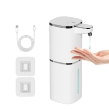 DONASIRA Novo lançamento, 1 dispensador automático de sabonete, dispensador de sabonete líquido, dispensador de loção, ativado por sensor sem toque, grande capacidade de 400 ml, recarregável por USB, design minimalista, disponível em branco e preto, adequado para banheiro, cozinha e muito mais, fácil de usar, altamente prático! - Branco ou preto - Ver 14