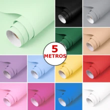 Colorful Adhesive Washable Wallpaper 5 Meters For Wrapping Furniture, Decorating Kitchen, Bedroom, Living Room, Bathroom - 白色 5米 x 45厘米 - 查看 1