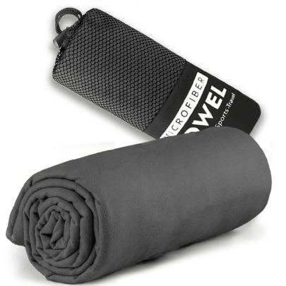 1 pieza/2 piezas Toalla deportiva de microfibra de secado rápido, toalla de gimnasio absorbente y suave, toalla de viaje ligera, bolsa de malla transpirable para fitness, campamento al aire libre, natación, playa