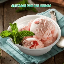 50个/100个白色圆形纸碗，轻质无涂层纸碗，适用于甜点、烧烤、野餐、婚礼、毕业派对（500毫升/350毫升） - 白色 - 查看 10