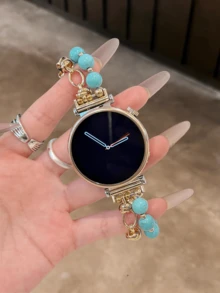 18mm/20mm/22mm 不对称金属表带 - 时尚替换表带，适用于三星 Galaxy Watch 6/5/4（40mm/44mm）、Galaxy Watch 5 Pro、Galaxy Active 2、Watch 6/4、GT4/GT3/GT2 Pro，蝴蝶扣设计，舒适耐用，男女通用 - 綠松石 - 查看 12