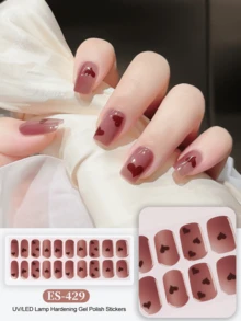 Emi凝胶美甲贴纸，透明底，20片装，需配合UV灯使用，沙龙品质，持久耐用，ES20跨境批发红皮书风格美甲贴纸，适用于指尖 - 珊瑚粉 - 查看 8
