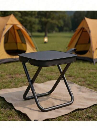 1个可折叠便携凳，户外露营折叠椅，带收纳袋，成人轻便铝合金框架牛津布座椅，承重150公斤，适合旅行、钓鱼、野餐、海滩、徒步等场合。