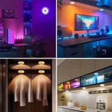 1/3/6pcs USB Rechargeable RGB Display Cabinet Ambient Light With Remote Control Adjustable Dimming Light, Timing Function, LED Light Suitable For Wardrobe, Stairs, Bedroom, Display Cabinet, Bookshelf, Counter Lighting (250mAh) - USB - View 9