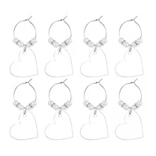 8/20 Pcs Acrylic Wine Glass Charms, Wine Glass Markers, Heart-Shaped/Flat Round Wine Charms For Wedding,Graduation Party,Independence Day Party,Birthday Wine Party, For Outdoor, Camping - View 11