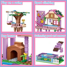504pcs Dream Cit Fantasy City Friendship Tree House Castle Swing Building Block Street Scene Series House Building Block Model Assembly Toy Gift - Mint Green - View 4