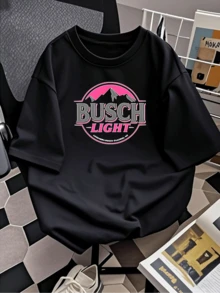 Busch Light Mountain Graphic Women's Pattern Print TShirt Retro Style, Soft Pure Cotton Tee For Everyday Casual Wear - 黑色 - 查看 2