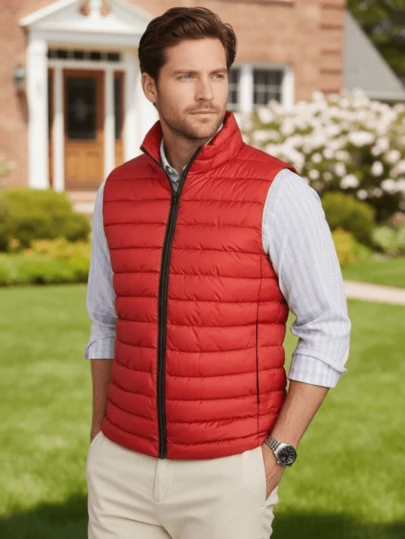 1pc Casual Warm Sleeveless Vest, Solid Color Gilet Jacket For Travel & Outdoor, Autumn/Winter