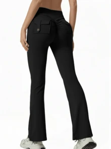 3PCS  Womens Fashion Casual Minimalist Butt-Lifting Peach Shaping Elegant Streetwear Retro Slimming Low-Key Luxury Playful Cute Youthful Campus Classic Leg-Lengthening Romantic Simple Three-Piece Set Energetic High-End Maillard Body-Hugging High-Waisted Versatile Multi-Colored Flared Pants ,Workout Running Leggings ,Gym Work Pants, Exercise, Cycling,Yoga - 3Pcs 3colors-1 - 查看 5