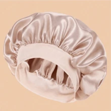 1件装奢华真丝睡帽，缎面发帽，女士宽边高弹缎面睡帽，适合长卷发或辫发，优质真丝材质护发帽，卷发真丝发带。 - 卡其色 - 查看 7