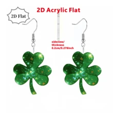 St. Patrick's Day Clover Earrings – 2D Acrylic Green Shamrock Design, Lucky Festival Gifts For Women - Multicolor - View 14