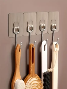 10/6/1pc Stainless Steel Wall Mounted Hook, Reusable For Bathroom And Kitchen Towel/Robe Hanging, Seamless Design, Waterproof And Oil-Proof, Easy Installation, Brushed Surface, Suitable For Bathroom, Kitchen, Clothing And Shower Practical Hook, Bathroom Accessories - Multicolor - View 2