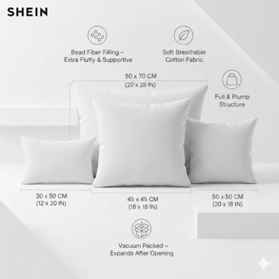 Mia Mina Home & Baby Set Of 2 – 30x50 Cm Rectangular Inner Pillow Inserts, 250g Premium Bead Fiber Filling Cushion Pads With Non-Woven Fabric Cover, Soft Lumbar Throw Pillow Cores For Sofa & Bed