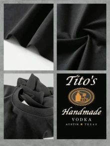 Tito's Handmade Vodka Distilling Pattern Women's Graphic Print TShirt, Vintage Inspired Style, Ultra Soft Pure Cotton Tee For Casual Daily Wear, Perfect Gift For Women & Vodka Lovers - màu đen - Xem 4