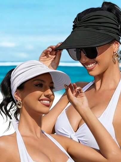 1pc Women's Wide Brim Sun Hat, Summer UV Protection Hat UPF 50+, Beach Hat, Foldable Golf Sun Hat