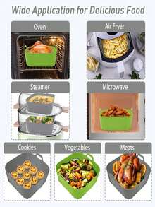 1件装，加厚大容量空气炸锅垫，烤箱垫，厨房用具，空气炸锅烤箱配件，易清洁不可折叠空气炸锅内衬篮，可重复使用食品空气炸锅烤箱配件，烘焙纸内衬替代品，可重复使用的方形硅胶空气炸锅内衬，父亲节、母亲节、圣诞节、感恩节、万圣节、情人节礼物 - 彩色 - 查看 6