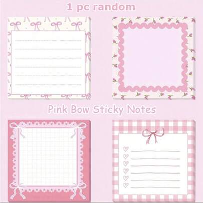 1/4 Tamaño Notas Adhesivas con Forma de Mariposa, 30/120/240 Hojas por Libro, 3 Pulgadas X 3 Pulgadas, Diseño Lindo de Corazón Rosa con Lazo y Marcador, Adecuado para Escuela, Oficina, Diario, Regalos de Fiesta, 30 Hojas por Libro, Papel de Alta Calidad, Suministros de Oficina