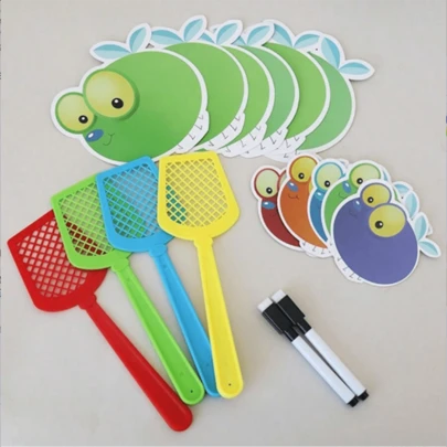 Reusable Small & Large Fly Swatter Cards, Blank Cards, Kindergarten Clapping Games, Montessori Education, DIY Learning Cards, Educational Supplies, Back To School (Free Erasable Pen Included, Color Random)