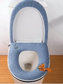 Bộ bọc bồn cầu giữ ấm, bao gồm bồn cầu và vỏ bọc bồn cầu, đệm ngồi bồn cầu mềm mại, ấm áp, có thể giặt được, vỏ bọc vòng bồn cầu, vật dụng thiết yếu gia đình, mùa đông - Nhiều màu - Xem 6