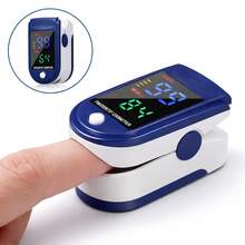 Oxímetro de Pulso Digital Profesional para Dedo, Medidor de Oxígeno en Sangre SpO2 y Ritmo Cardíaco, Pantalla LED, Monitor Portátil de Salud - Azul y blanco - Ver 1