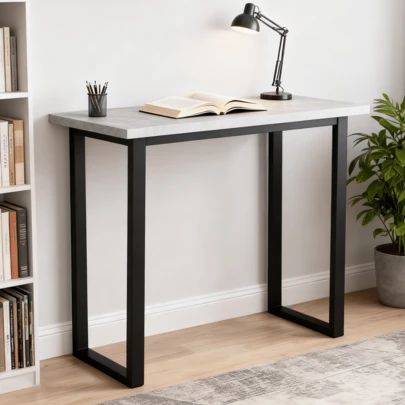  AINPECCA Bar Table Breakfast Counter Table With Effect Top Metal Legs Industrial Style Coffee Kitchen