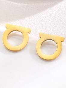 1 Pair Geometric Symbol Minimalist European And American Minimalist Style Women Hoop Earrings - Geometry - View 2