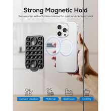 1pc Magsafe Suction Cup Cell Phone Holder, Hands-Free Magnetic Cell Phone Suction Cup For Selfies And Videos, Mirror Shower Cell Phone Holder, Fitness Equipment Accessory, Outdoor Photography Support Bracket, Lazy Man Bracket, Cell Phone Holder For Indoor Outdoor Home Gym Car Kitchen Bathroom - Multicolor - View 7