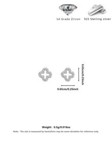 1 Pair Fashionable, Elegant, Minimalist Shiny S925 Sterling Silver Hollow Four-Leaf Clover Cubic Zirconia Earrings, Suitable For Women Anniversary Wear - Silver - View 4