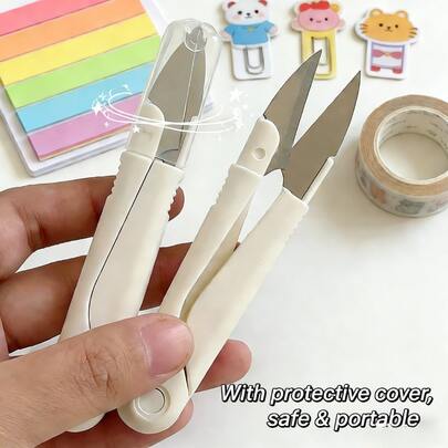 Bộ 5 kéo thêu hình chữ U bằng thép không gỉ kèm hộp bảo vệ | Kéo cắt chỉ thêu chữ thập, kéo cắt dây câu cá, dụng cụ may vá cầm tay, sắc bén và bền bỉ, món quà tuyệt vời cho Ngày của Mẹ.