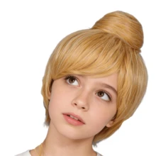 耐热合成纤维女士短款金色假发和直发束角色扮演服装假发嘉年华派对发型金发礼服假发 - 橘色 - 查看 11