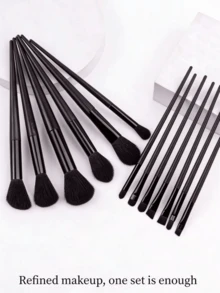 13pcs Makeup Brush Set, Soft & Fluffy, Professional Foundation Brush, Powder Brush, Eyeshadow Brush, Kabuki Brush, Blending Brush, Comes With Makeup Bag, Great Gift For Beginner Makeup Lovers, Black - Black - View 5