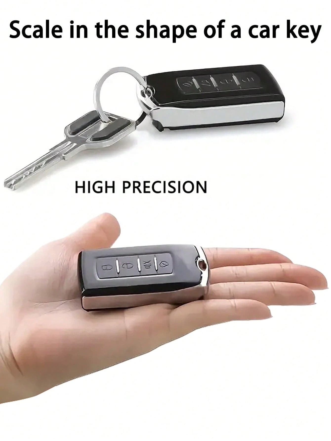 [talla grande vendido] Mini báscula electrónica con forma de llave para vehículos, pesaje de precisión, pantalla LED, apta para alimentos, gemas, joyas, oro, accesorios y otros artículos pequeños. Baterías no incluidas.