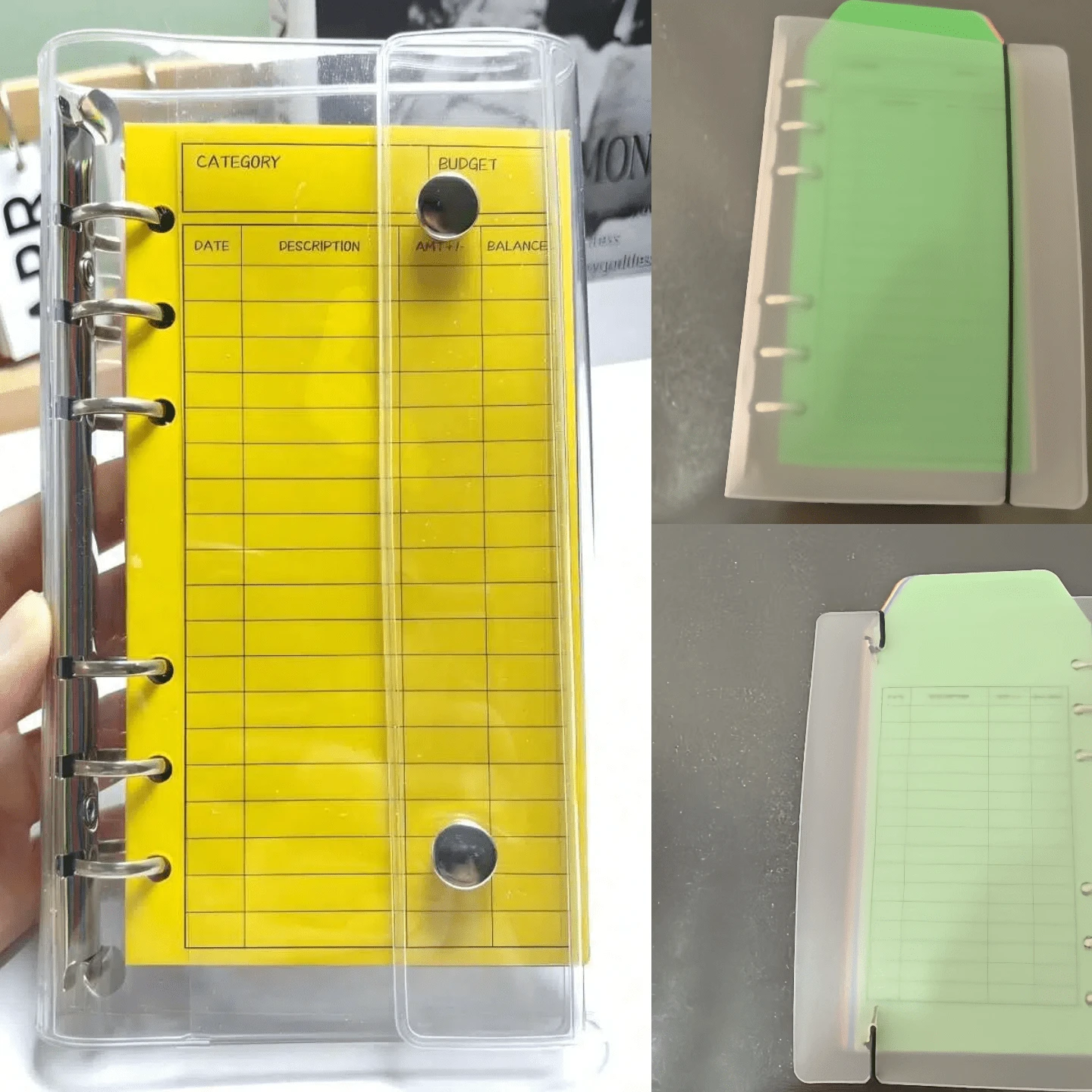 A6尺寸活页夹，配有双夹子和预算信封——非常适合预算编制、收入追踪和储蓄挑战 | 桌面收纳整理工具，让财务、收据和文件井然有序 - 彩色 - 查看 1