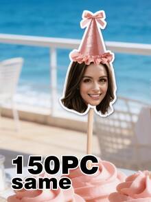 10/25/50/100/150pcs Personalized Face Cupcake Toppers, Birthday Party Decoration, Wedding Photo Party Decoration, Suitable For Donuts, Cakes And Muffins, Acrylic Cake Supplies - Multicolor - View 11