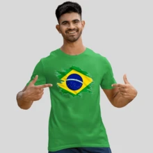 Cotton T-Shirt Brazil Men's Women's T-Shirt For World Cup - màu xanh lá - Xem 4