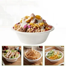 50个/100个白色圆形纸碗，轻质无涂层纸碗，适用于甜点、烧烤、野餐、婚礼、毕业派对（500毫升/350毫升） - 白色 - 查看 3