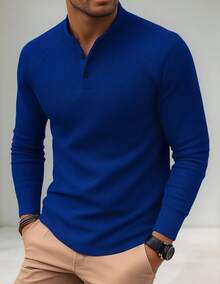 Men's Premium Raglan Long Sleeve Shirt - Màu xanh lam - Xem 2