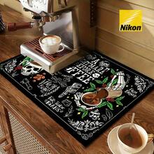 1pc Square Skull & Coffee Pattern Heat Resistant Mat, Soft Rubber Backed Insulation Pad, Tabletop Protective Mat, Coffee Machine Mat, Kitchen Drainage Mat, Home & Kitchen Placemat - Multicolor - View 5