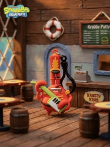 SPONGEBOB 海绵宝宝官方授权盲盒钥匙扣（1个）- 3D泡沫盲盒人偶包夹&挂件拉链钥匙圈背包配件收藏礼品 - 海绵宝宝、派大星、珊迪、章鱼哥、蟹老板、痞老板、泡芙妈妈、涂鸦宝宝、泡泡伙伴 - 彩色 - 查看 4
