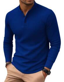 Men's Premium Raglan Long Sleeve Shirt - Màu xanh lam - Xem 1